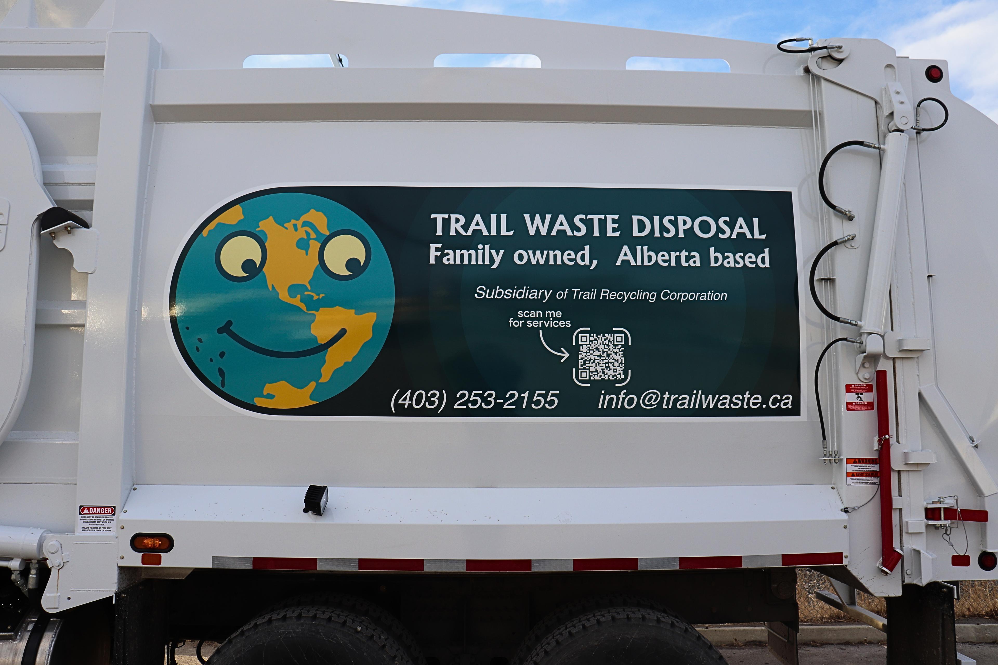 Trail Waste Disposal truck branding and contact details